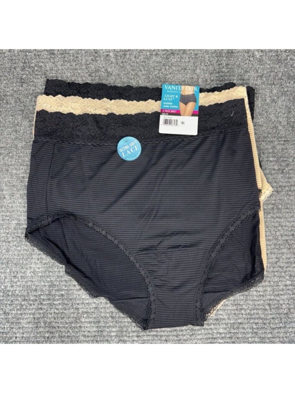 Vanity Fair 3 Pack Briefs Underwear Sz 4XL/11 Radiant Light & Luxe Lace Band NEW